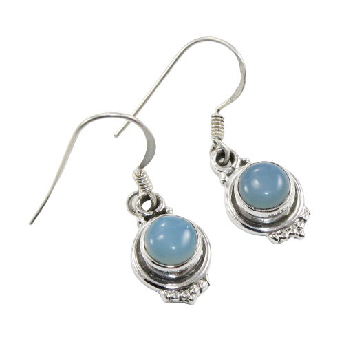 925 Sterling Silver Earring with natural gemstone Blue Chalcydony