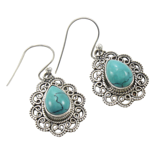 925 Sterling Silver Earring with natural gemstone Turquoise