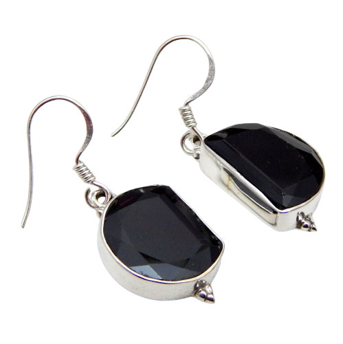 925 Sterling Silver Earring with natural gemstone Black Onyx