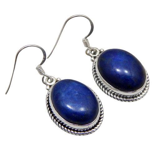 925 Sterling Silver Earring with natural gemstone Lapis Lazuli