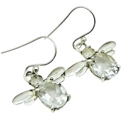 925 Sterling Silver Earring with natural gemstone Crystal