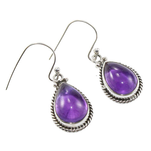 925 Sterling Silver Earring with natural gemstone Amethyst