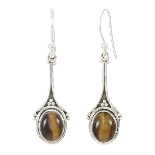 925 Sterling Silver Earring with natural gemstone Tiger Eye