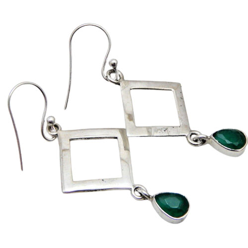 925 Sterling Silver Earring with natural gemstone emerlad