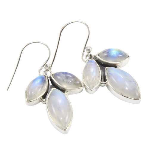 925 Sterling Silver Earring with natural gemstone Rainbow moonstone