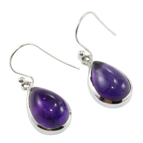 925 Sterling Silver Earring with natural gemstone Amethyst