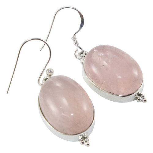 925 Sterling Silver Earring with natural gemstone Rose Quartz