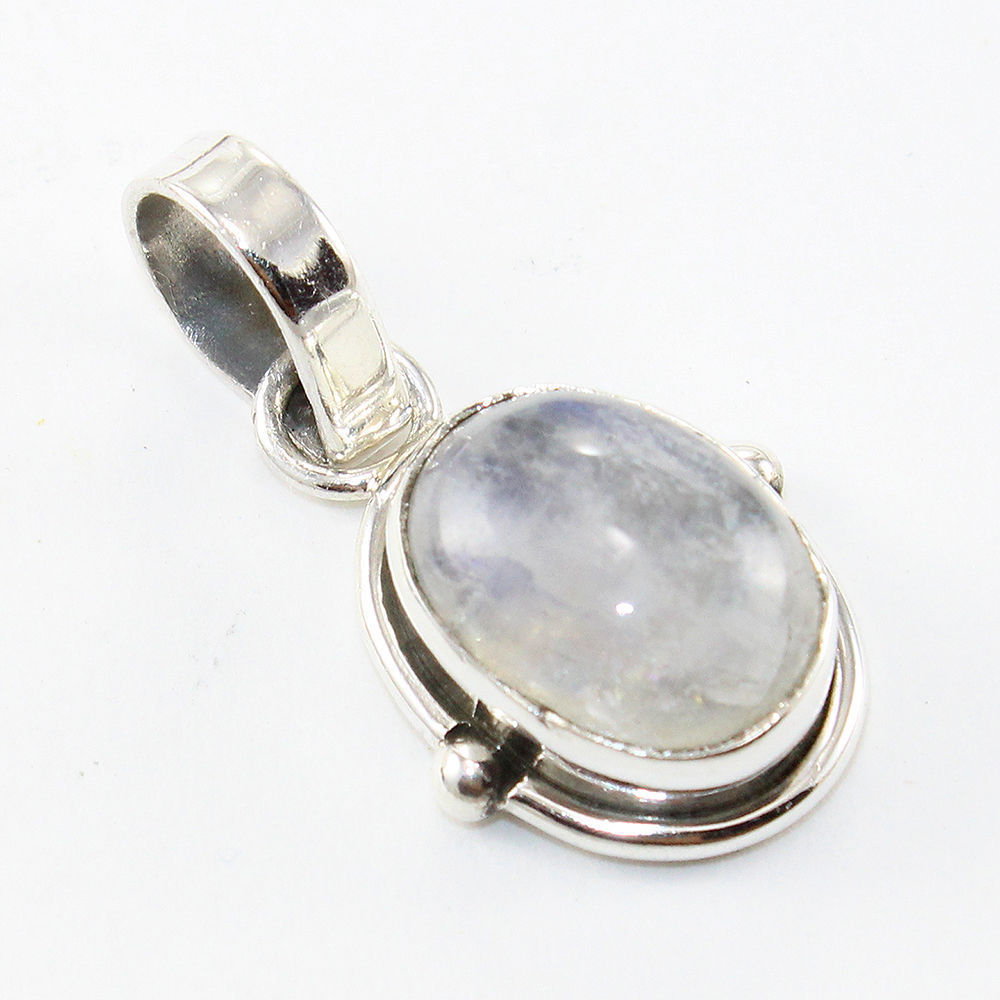 925 Sterling Silver Pendant with natural gemstone Rainbow moonstone