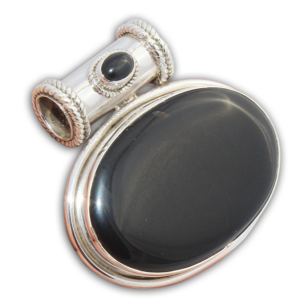 925 Sterling Silver Pendant with natural gemstone Black Onyx