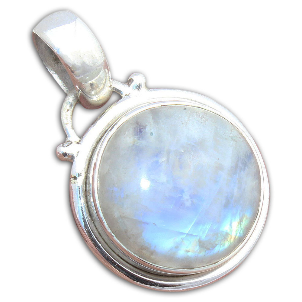 925 Sterling Silver Pendant with natural gemstone Rainbow moonstone