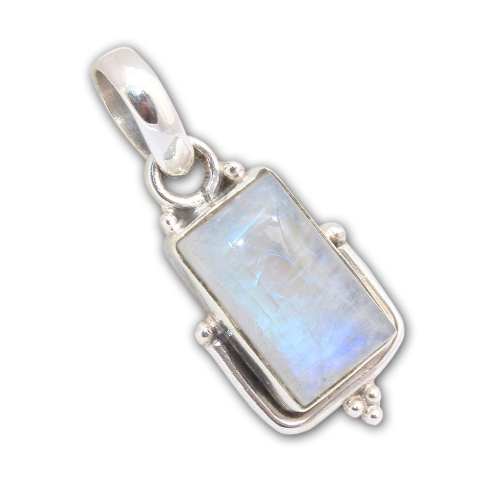 925 Sterling Silver Pendant with natural gemstone Rainbow moonstone