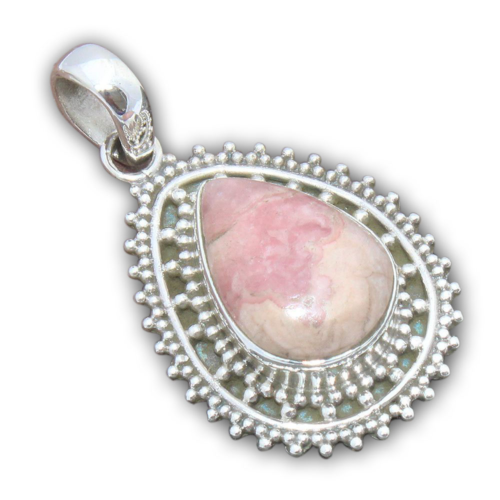 925 Sterling Silver Pendant with natural gemstone Rhodocrosite