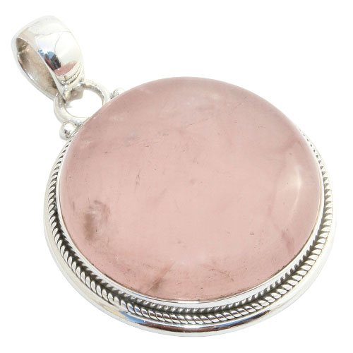 925 Sterling Silver Pendant with natural gemstone Rose Quartz