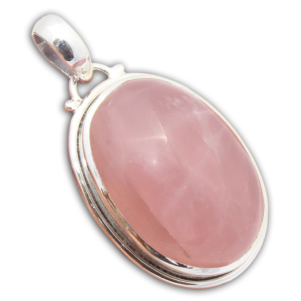 925 Sterling Silver Pendant with natural gemstone Rose Quartz