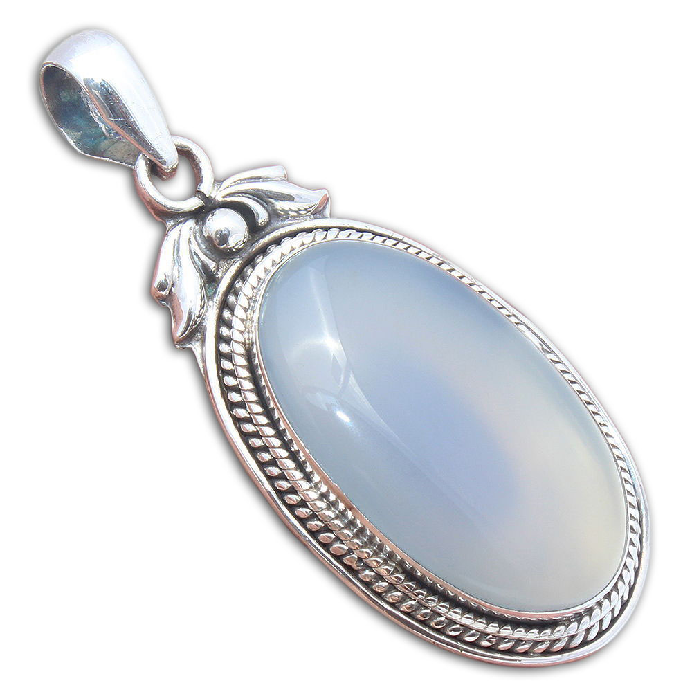 925 Sterling Silver Pendant with natural gemstone Opel