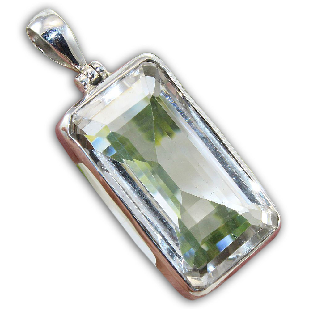 925 Sterling Silver Pendant with natural gemstone Crystal