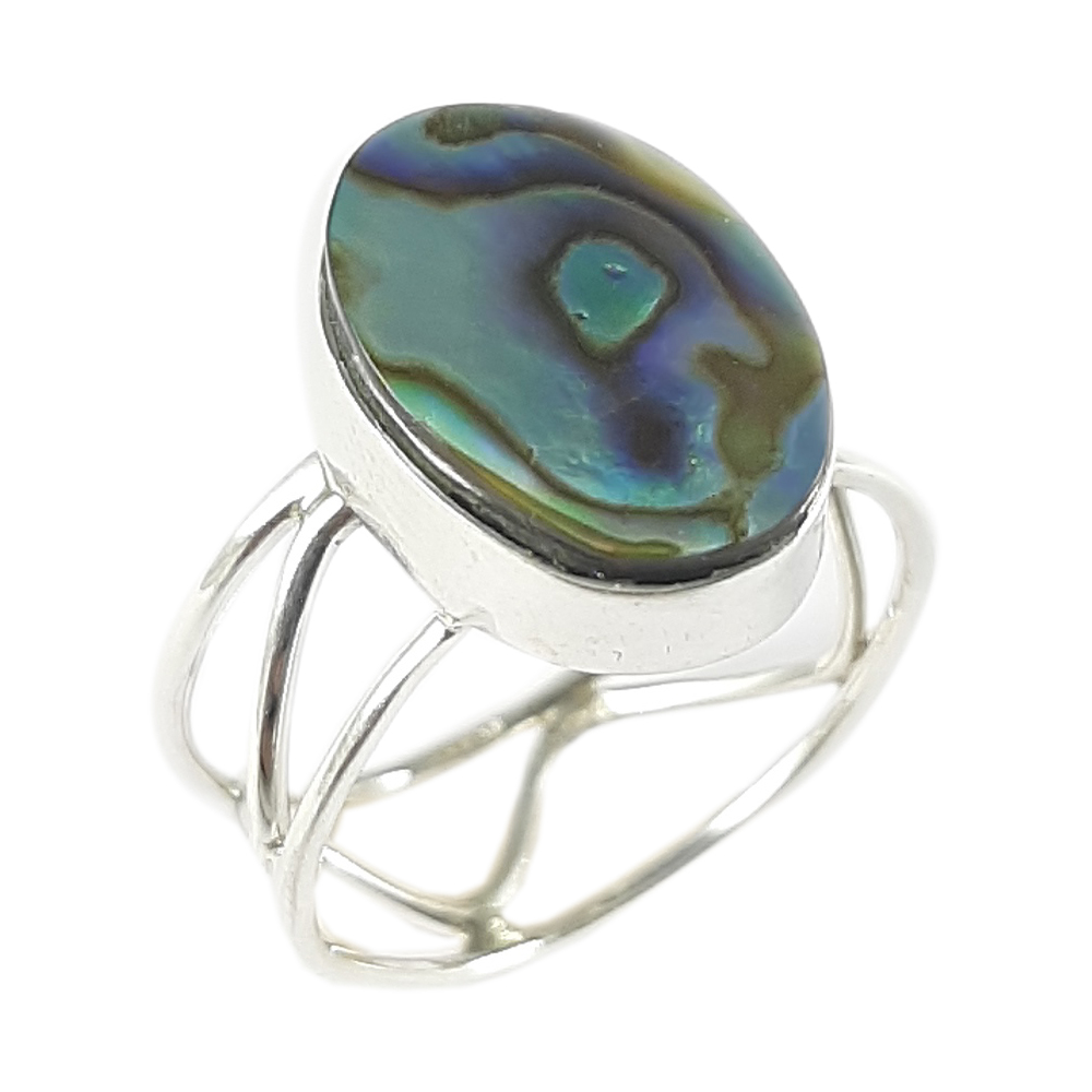 925 Sterling Silver Ring with natural gemstone Abalone