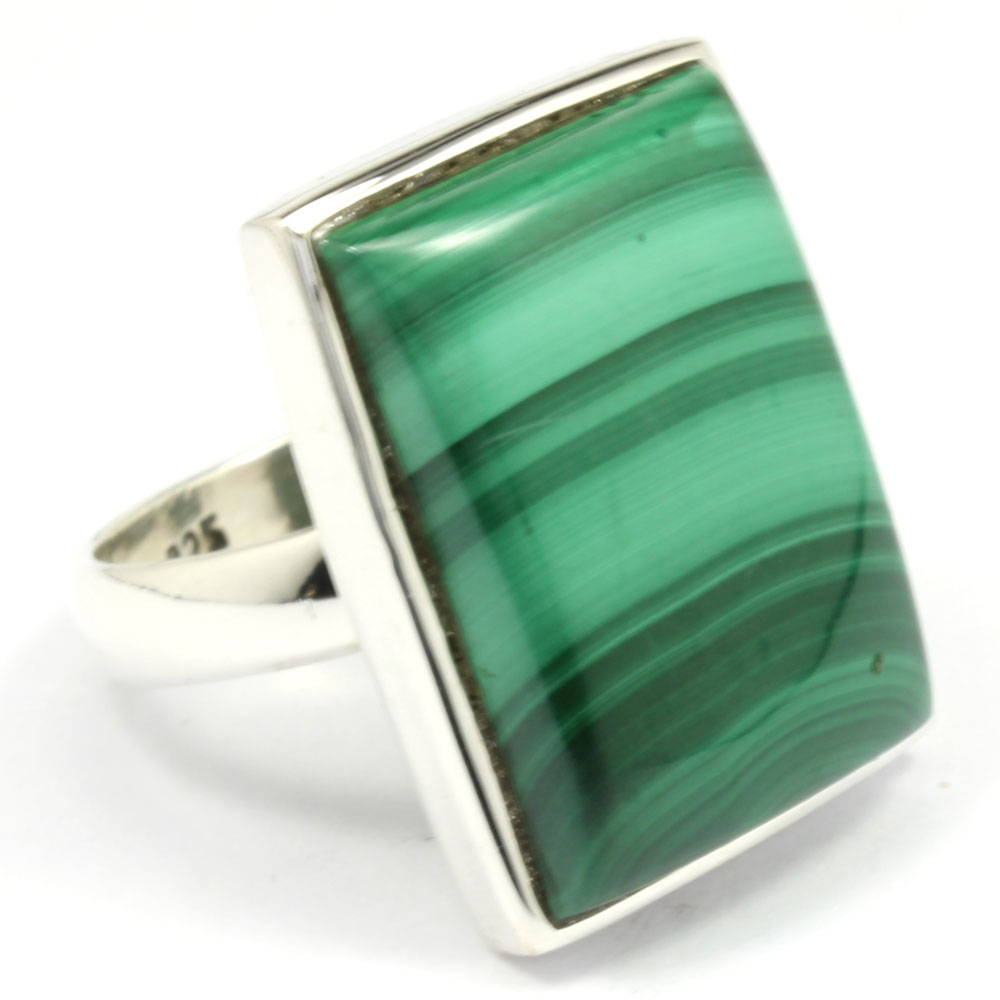 925 Sterling Silver Ring with natural gemstone Malachite