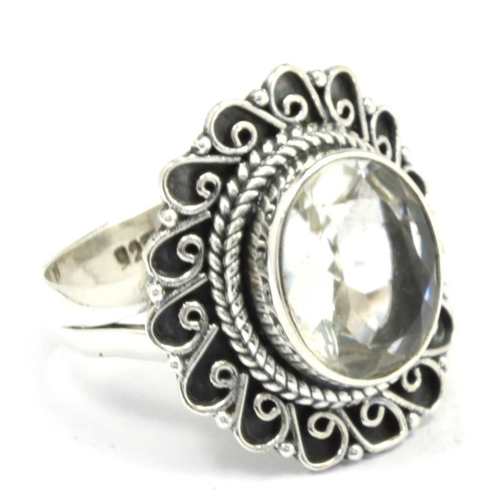 925 Sterling Silver Ring with natural gemstone Crystal