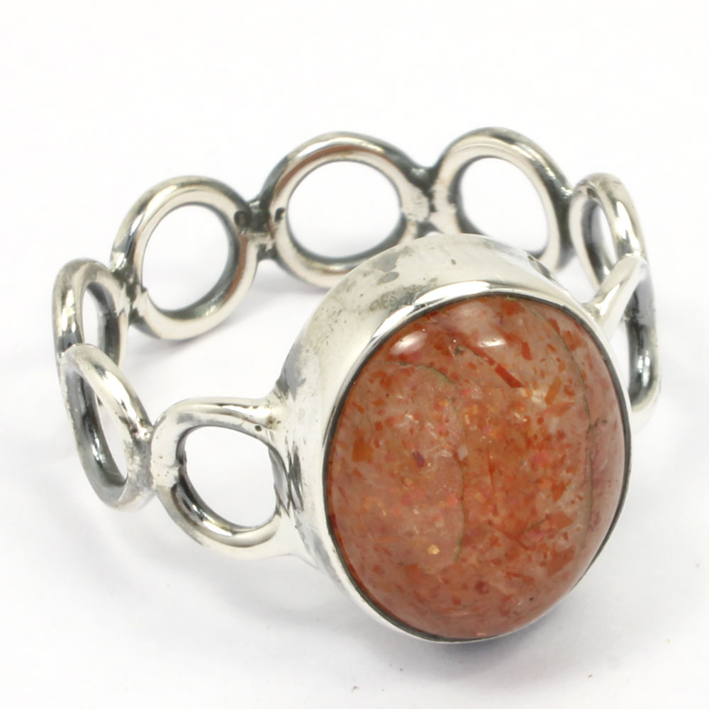 925 Sterling Silver Ring with natural gemstone Sunstone