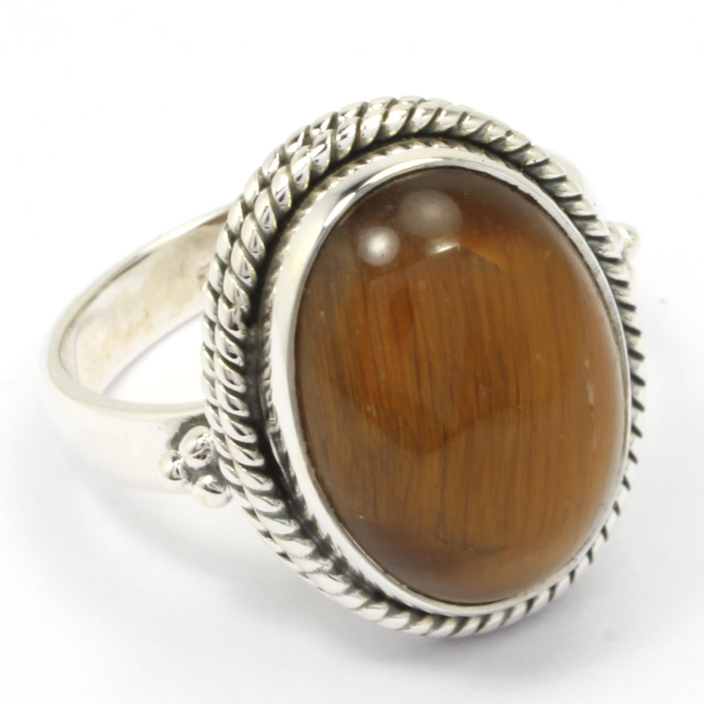 925 Sterling Silver Ring with natural gemstone Tiger Eye