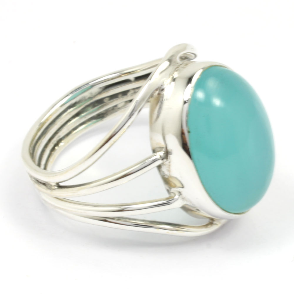 925 Sterling Silver Ring with natural gemstone Aqua Chalcydony