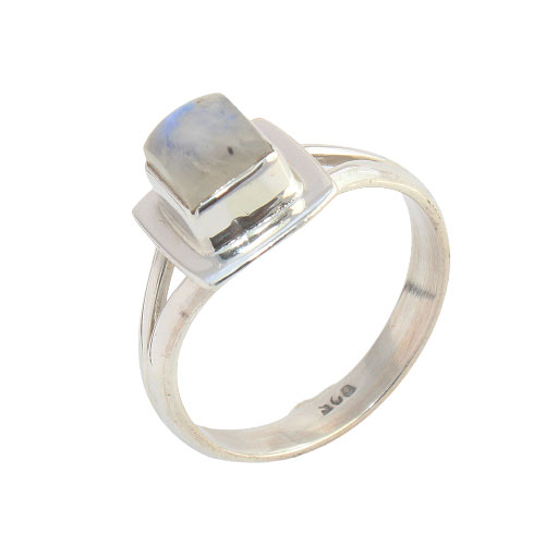 925 Sterling Silver Ring with natural gemstone Rainbow moonstone