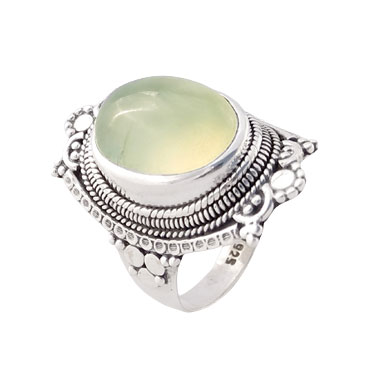 925 Sterling Silver Ring with natural gemstone Prehnite